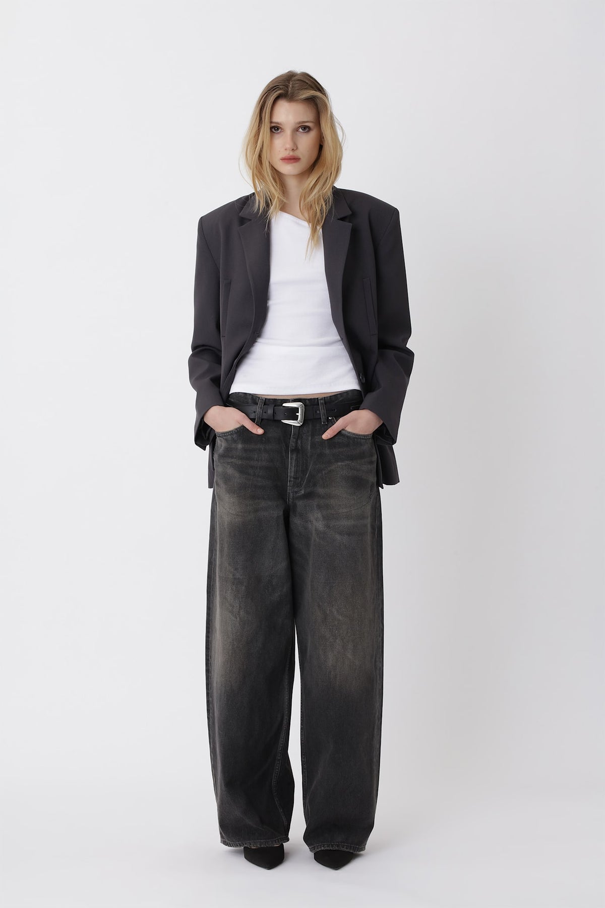 Lyon Coated 80s Black Jeans W